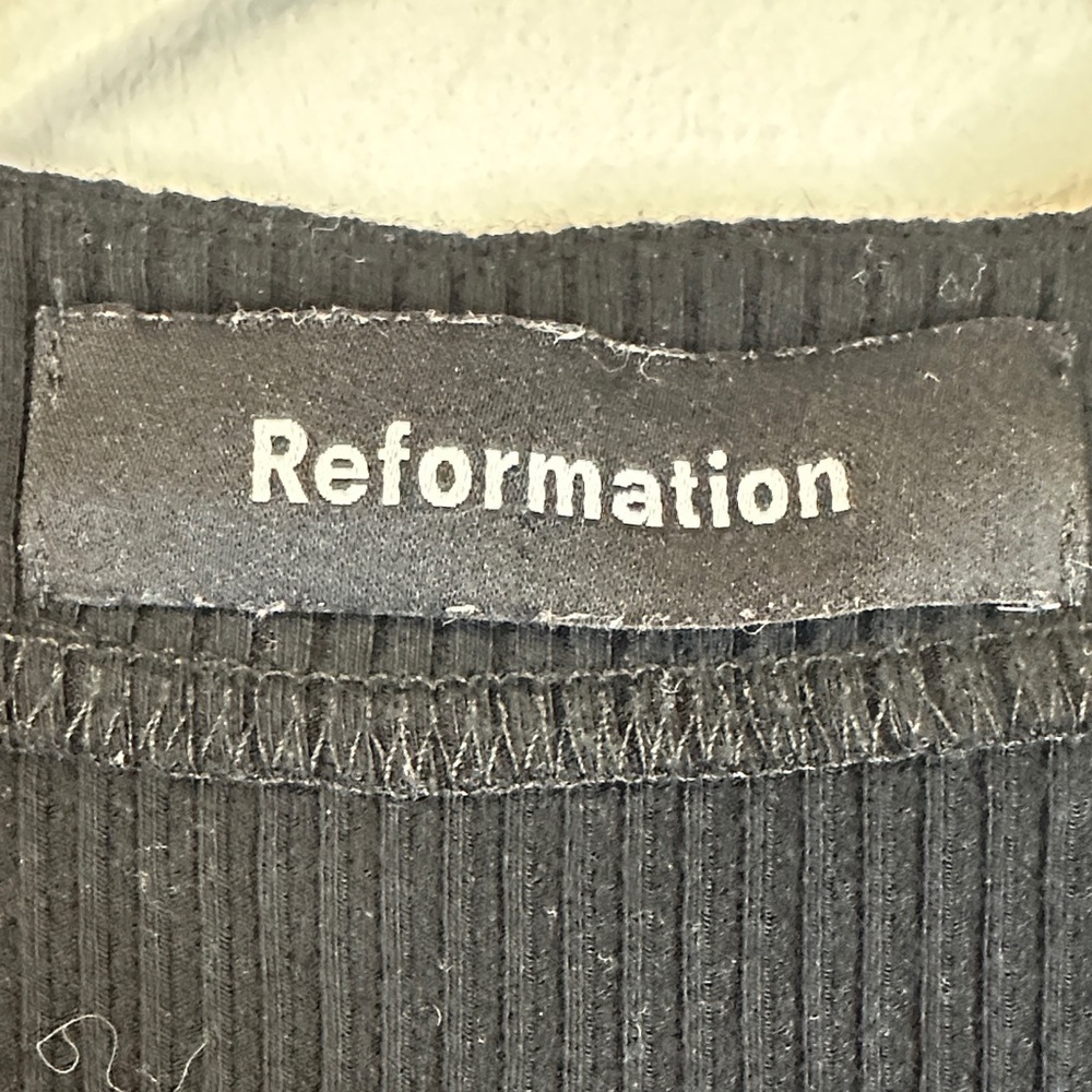 Reformation Cardinal Black Button-Front Ribbed Mini Dress Women’s Size M EUC - Picture 3 of 6
